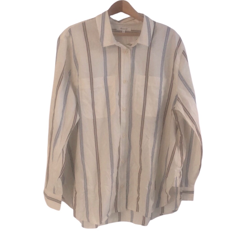 Madewell Oversized Boyfriend Shirt in Stripe Size XL
